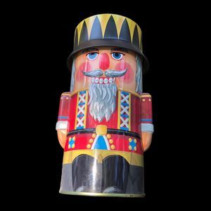 Vintage German Nutcracker Tin; Once Held Brown Gingerbread; Collectible Tin